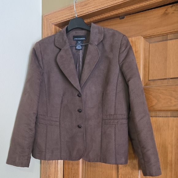 Sport Collection Jackets & Blazers - Sport Collection Ladies Brown Suede-Look Blazer Jacket
